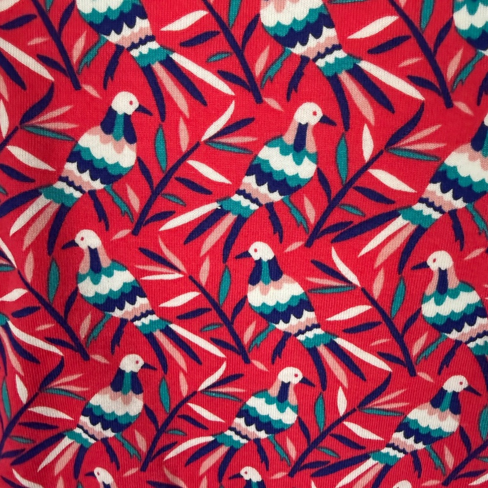 Boden Bird Print Elspeth Jersey Dress Pink Blue Short Sleeve Cotton Modal US 8R - Picture 9 of 9